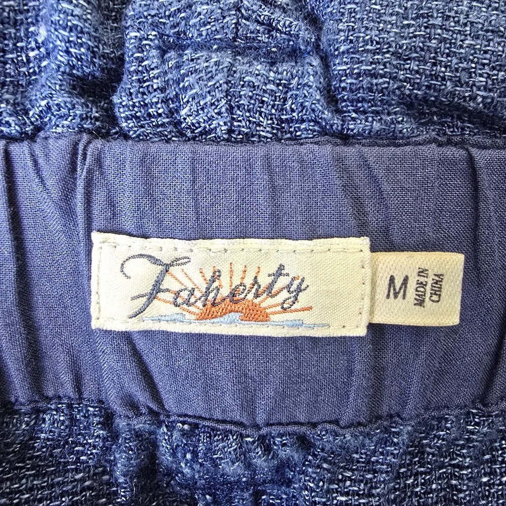 Faherty Pants Womens M 100% Linen Blue Garbage Bag Waist Palazzo Wide Leg Boho - Picture 8 of 12